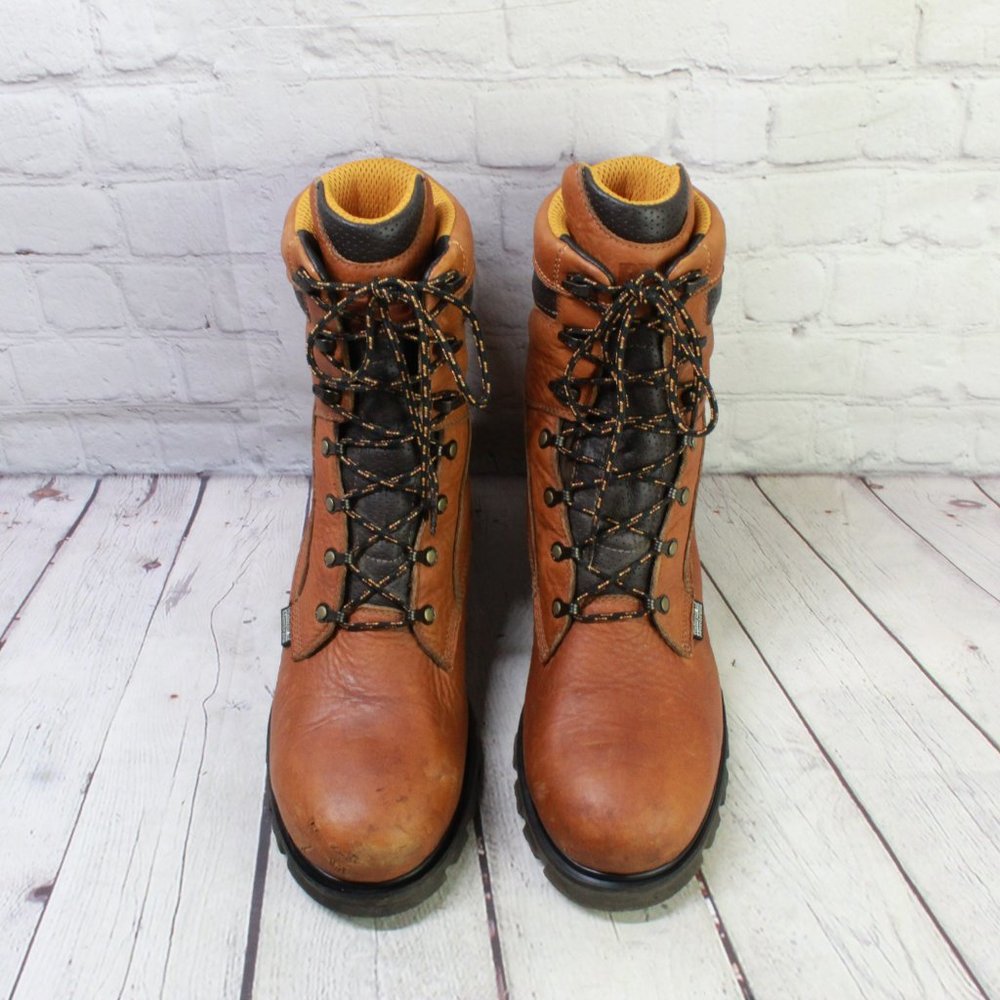 Timberland Pro 95570 Brown Leather Steel Toe Rugged Work Boots Size 10 Wide - Picture 5 of 9
